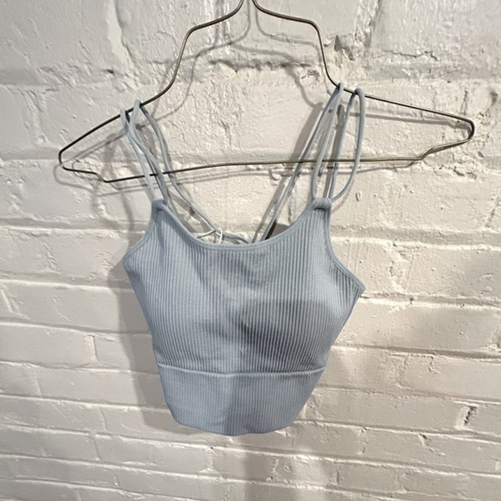 Green Milieu Seamless Flow Double Straps V Back Cropped Yoga Tank Top by Halara